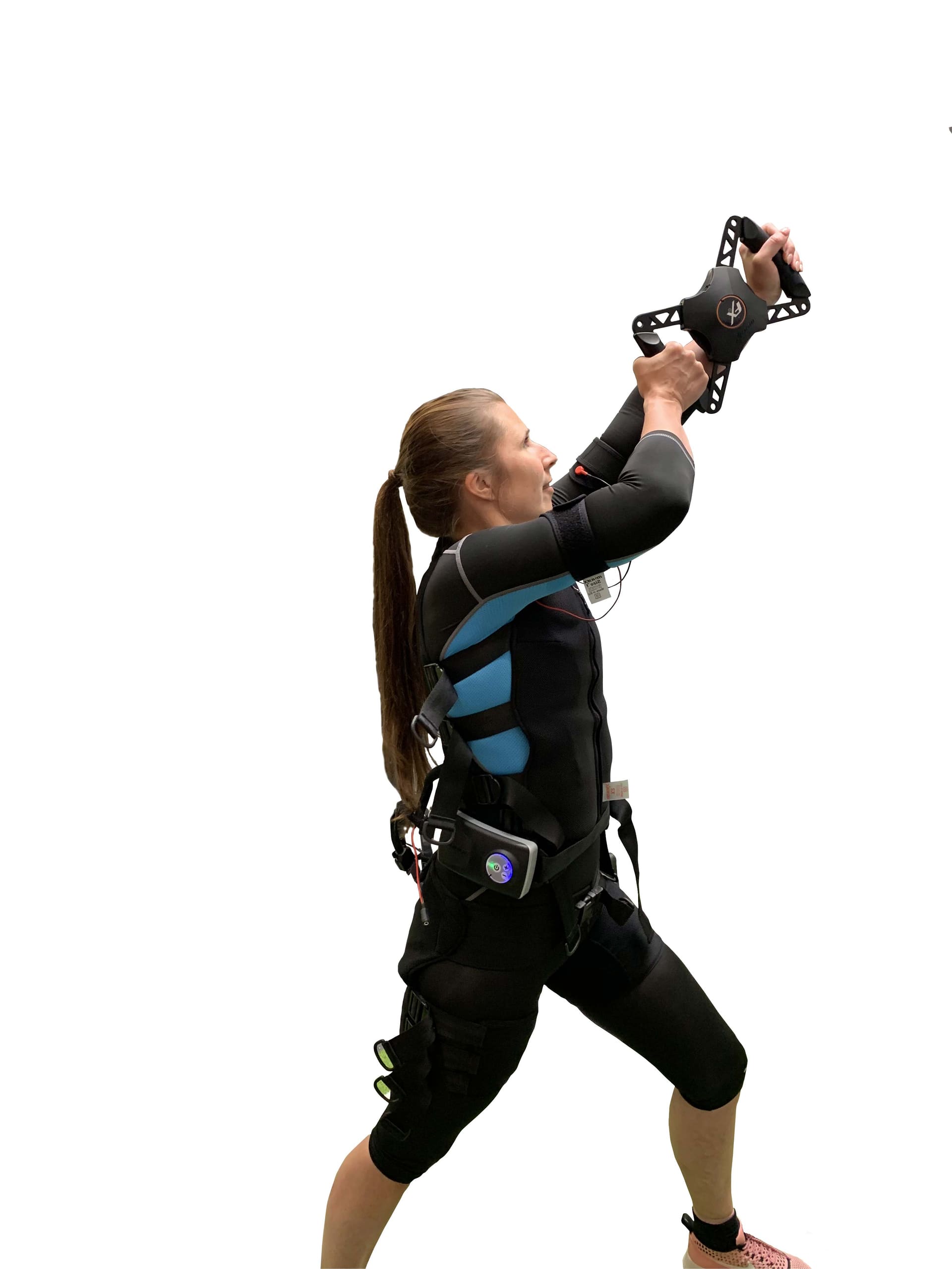 Golfswing in een EMS pak